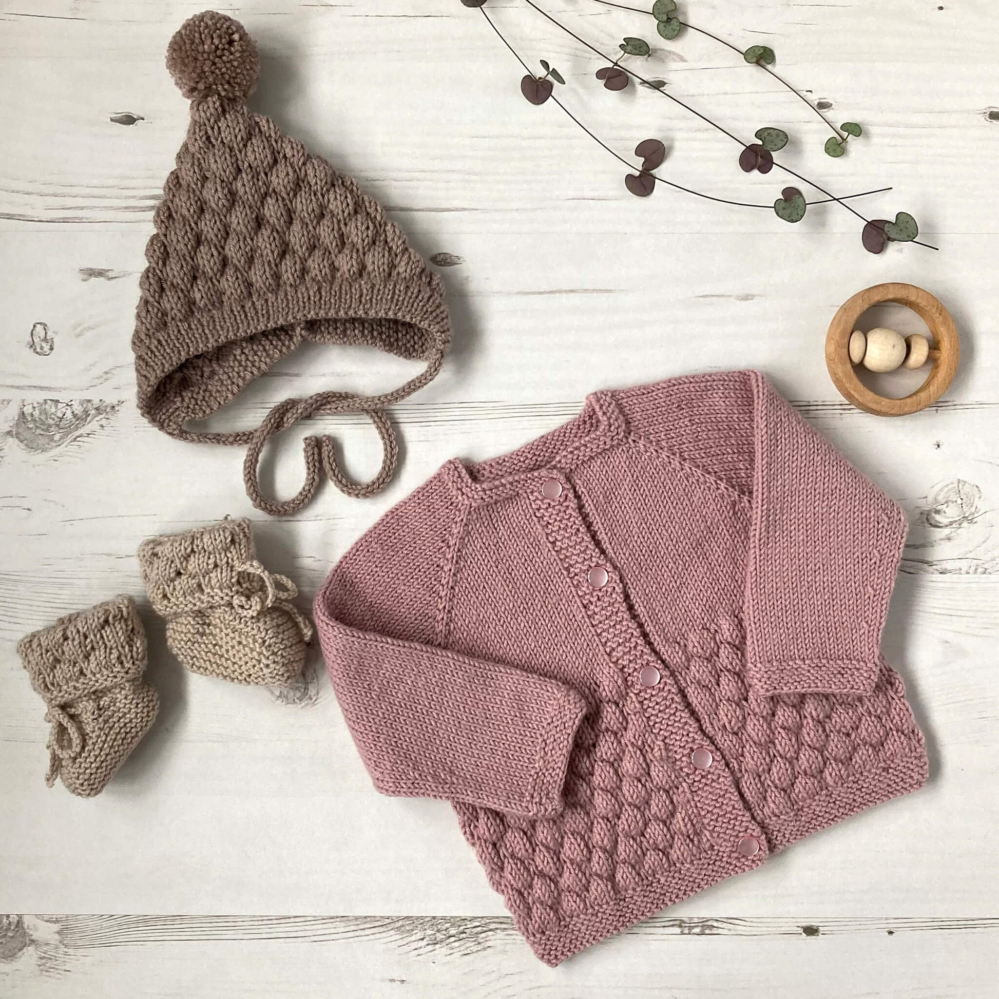 PDF Knitting Pattern Bundle BUBBLE STITCH CARDIGAN, PIXIE HAT