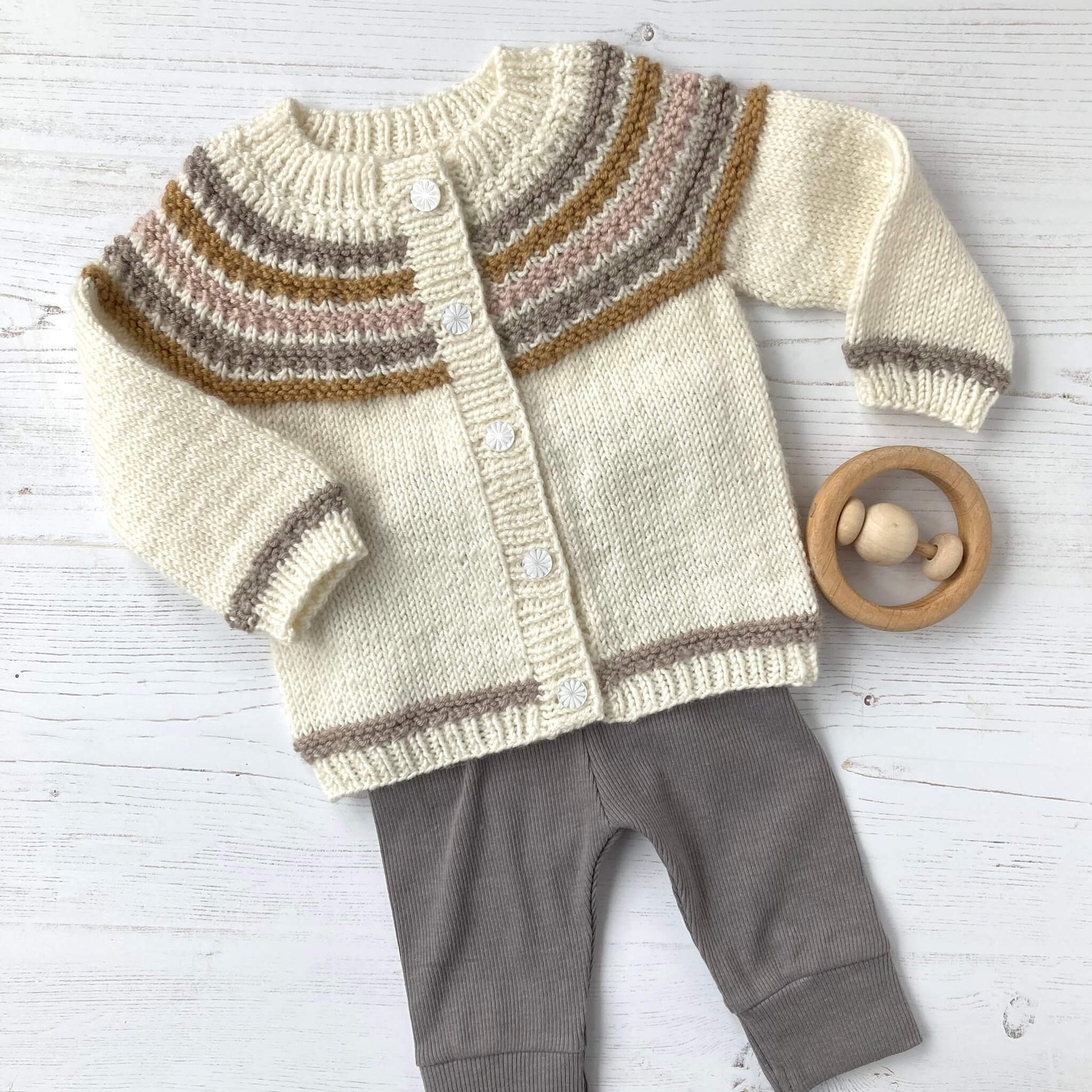 Top Down Cardigan Pattern, Baby and Children's Sizes WOODLAND