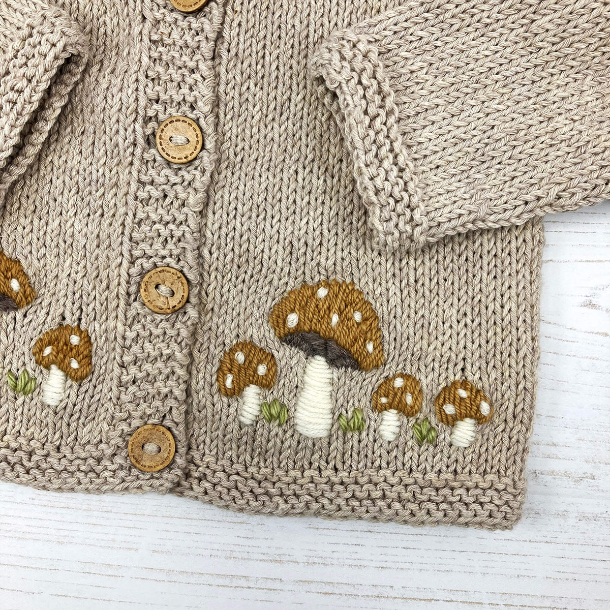 Toadstool Embroidered Baby Cardigan Knitting Pattern - TOADSTOOL CARDI ...