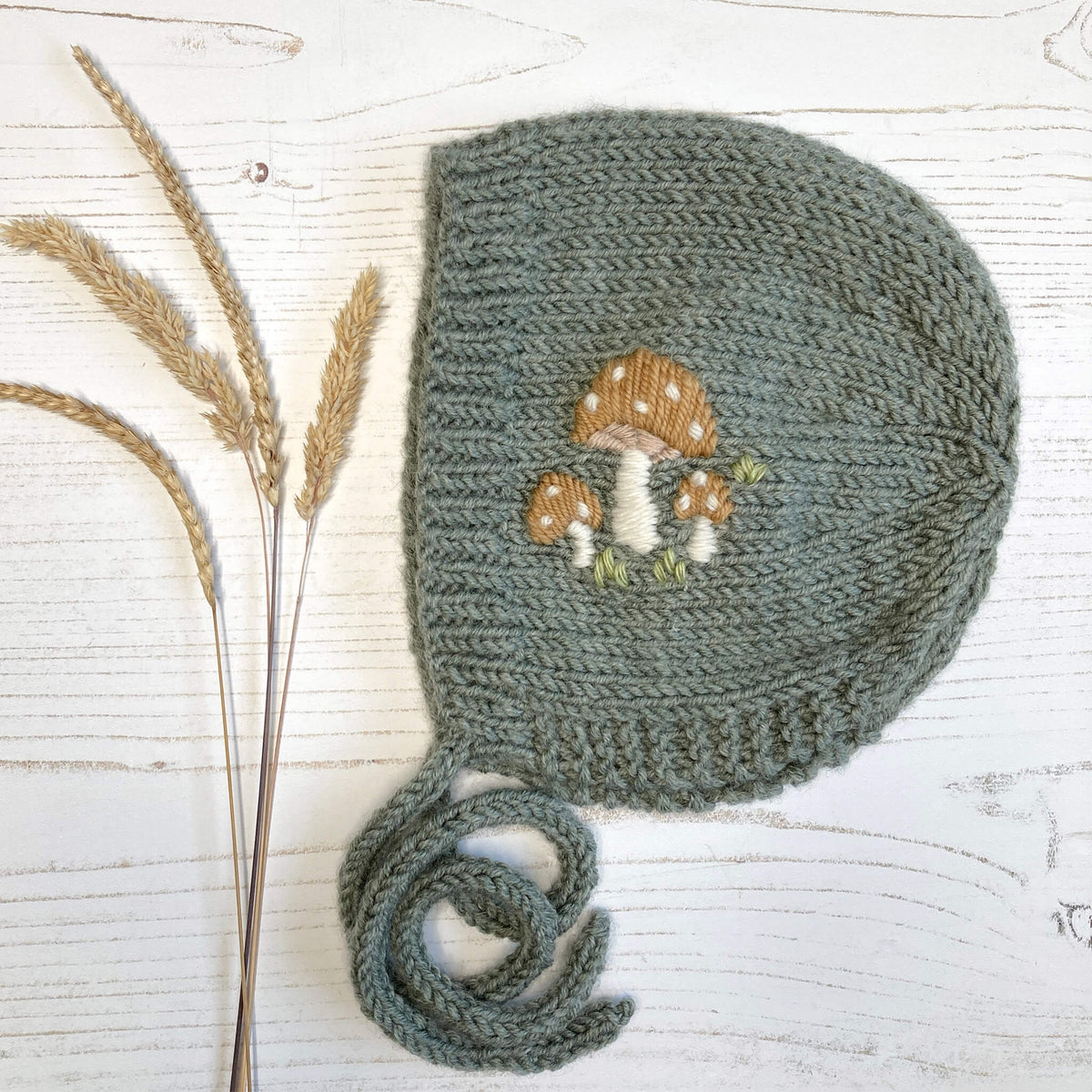PDF Knitting Pattern with Embroidery - TOADSTOOLS BABY BONNET – Lovefibres