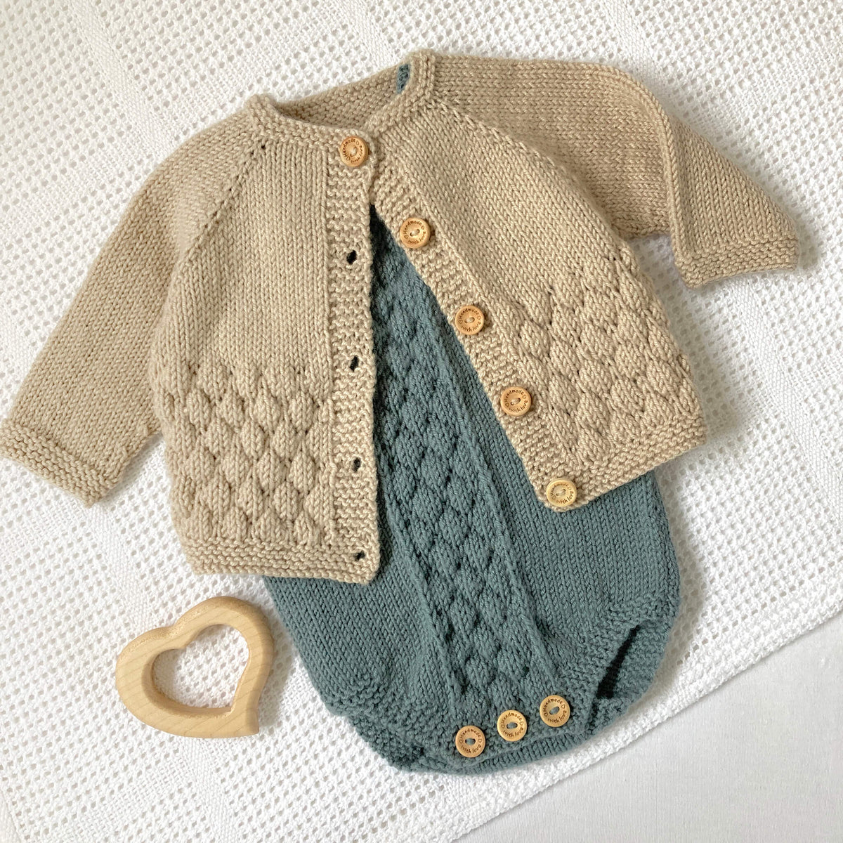 PDF Knitting Pattern Bundle - BUBBLE STITCH ROMPER & BABY CARDIGAN