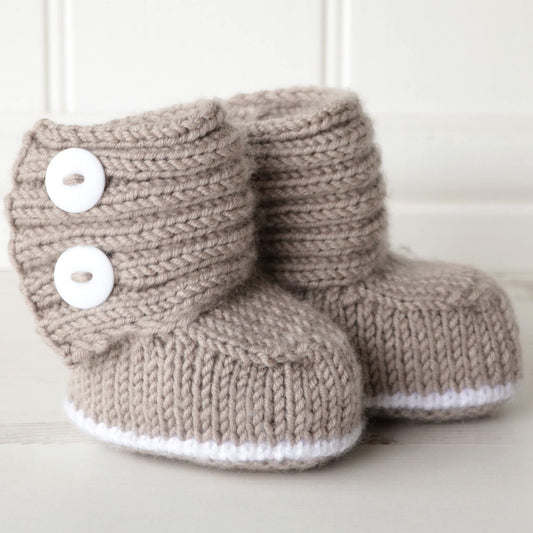 button cuffed baby booties knit pattern