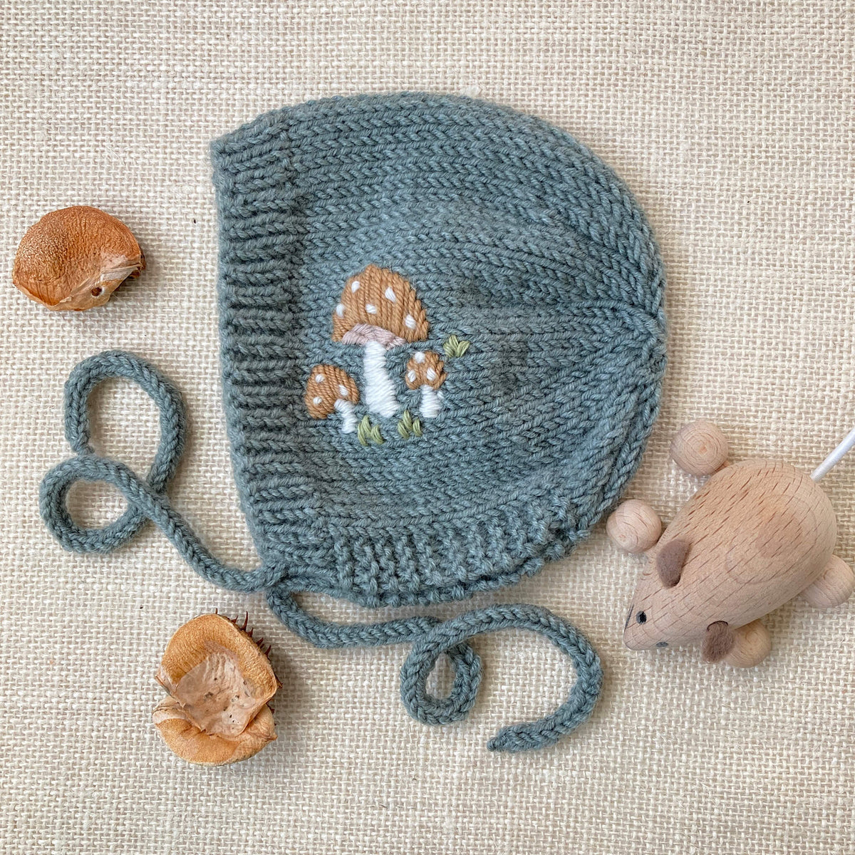 PDF Knitting Pattern with Embroidery - TOADSTOOLS BABY BONNET – Lovefibres