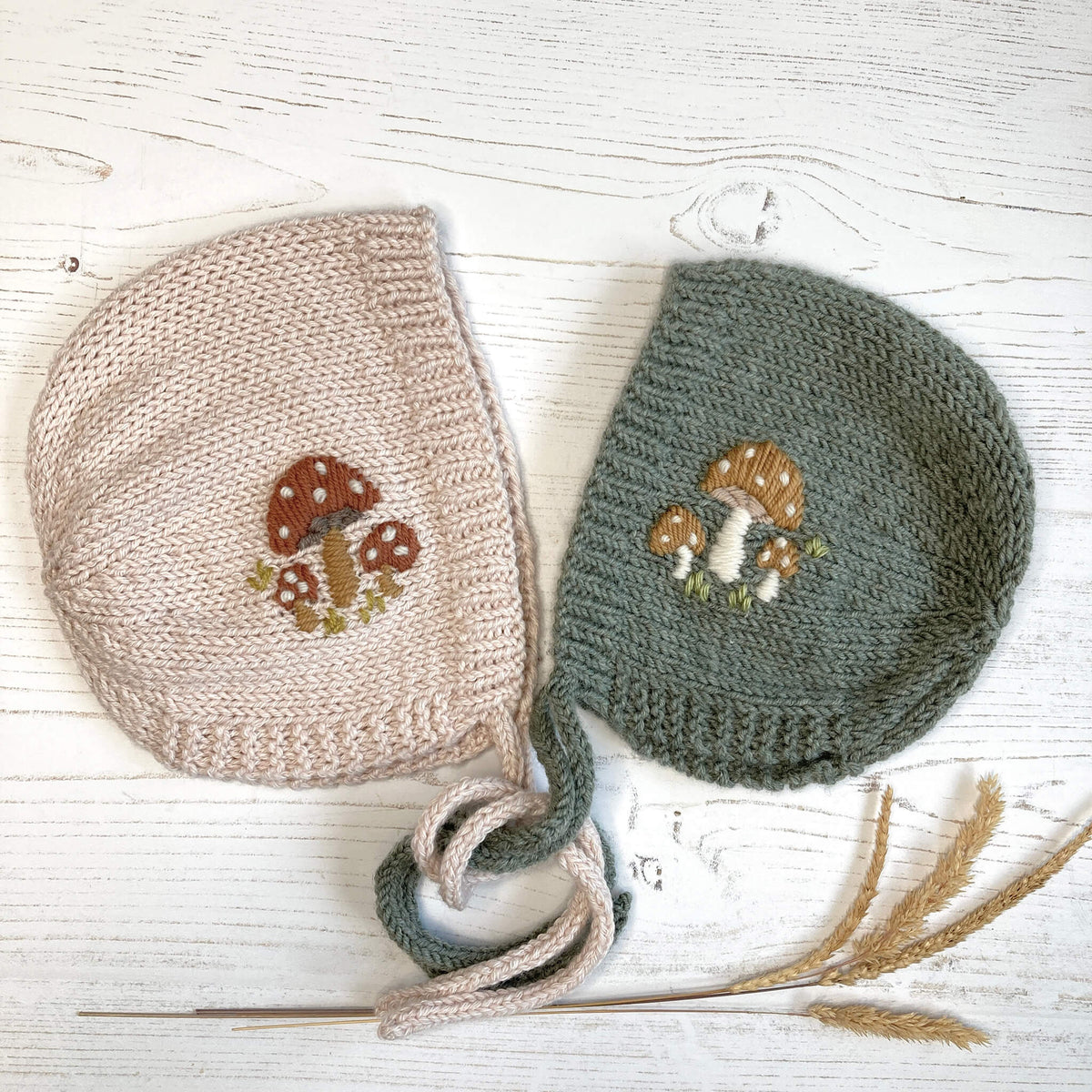 PDF Knitting Pattern with Embroidery - TOADSTOOLS BABY BONNET – Lovefibres